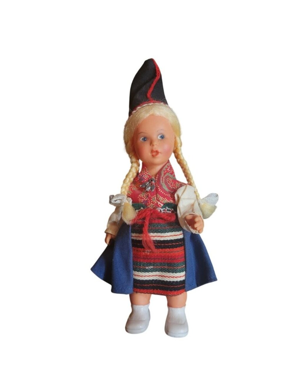 Vintage‎ Western Germany Souvenir Doll Blonde Braids Traditional Folk Costume